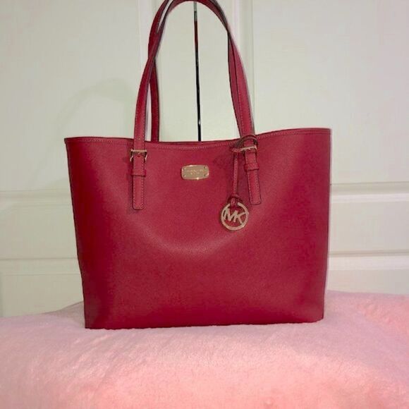‎Michael Kors Jet Set Medium Tote Bag Red - Picture 3 of 16